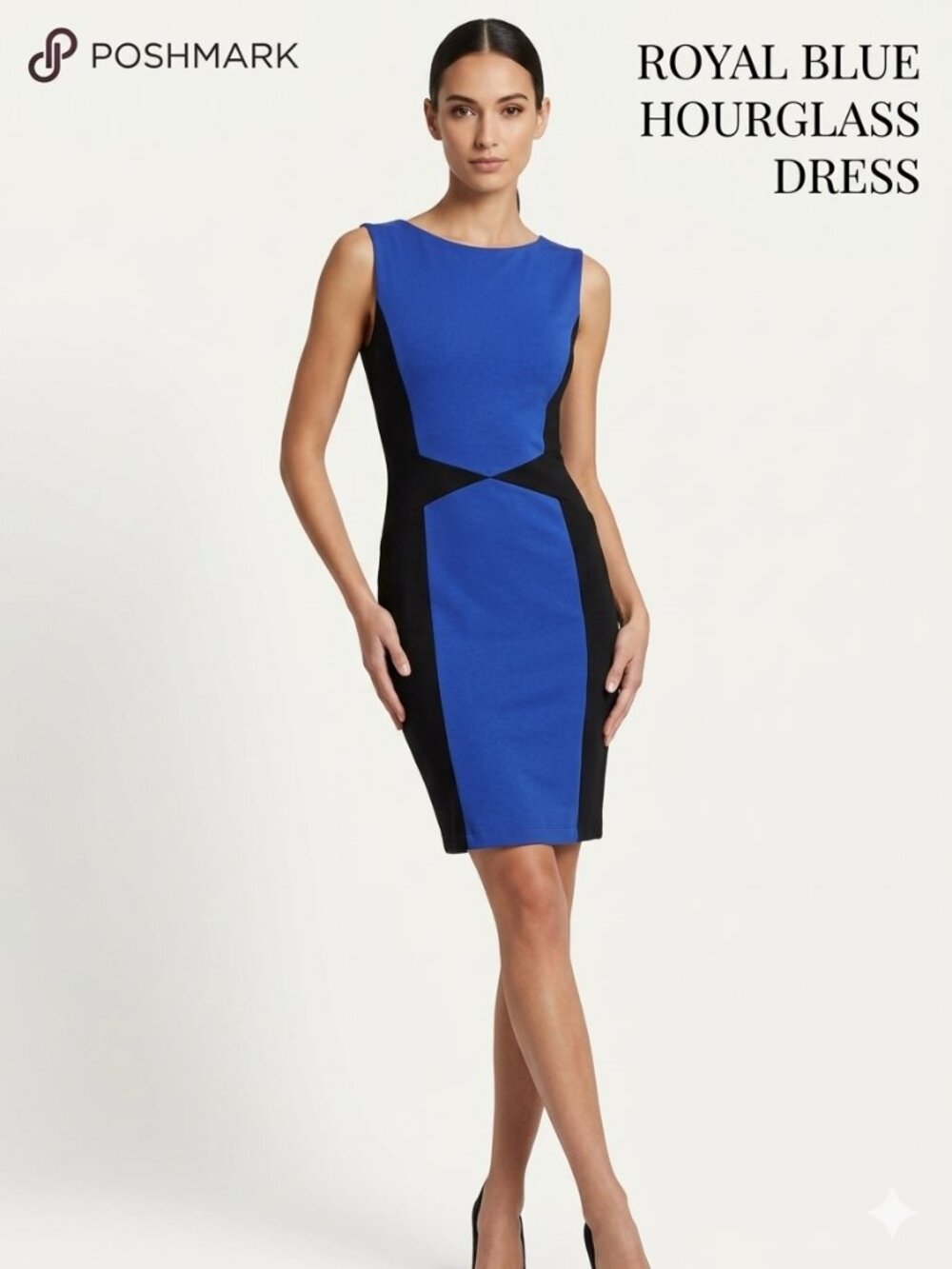 Venus Royal Blue & Black Color block Dress